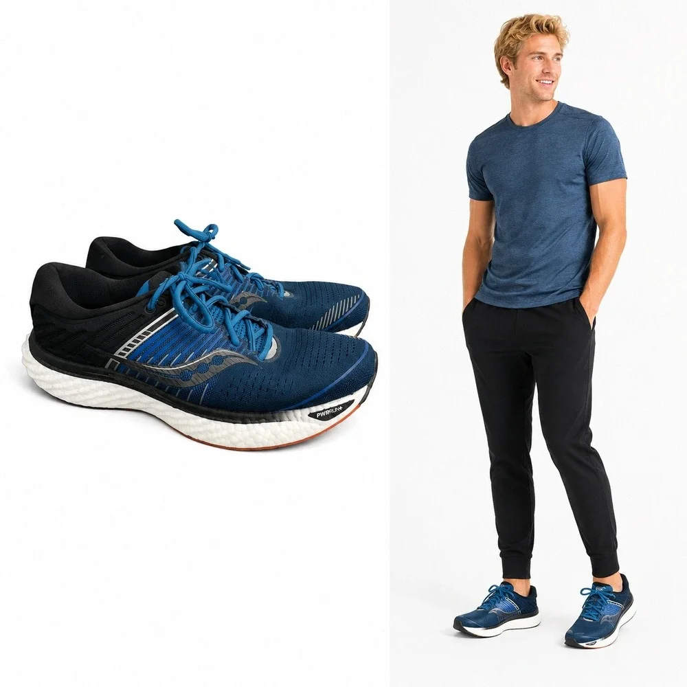 Saucony Running Shoes Mens 8 Blue Triumph 17 S20546-35 PWRRUN+ FORMFIT Sneakers